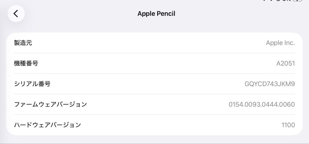 正常動作確認済み　Apple Pencil 第2世代　MU8F2J/A　s9