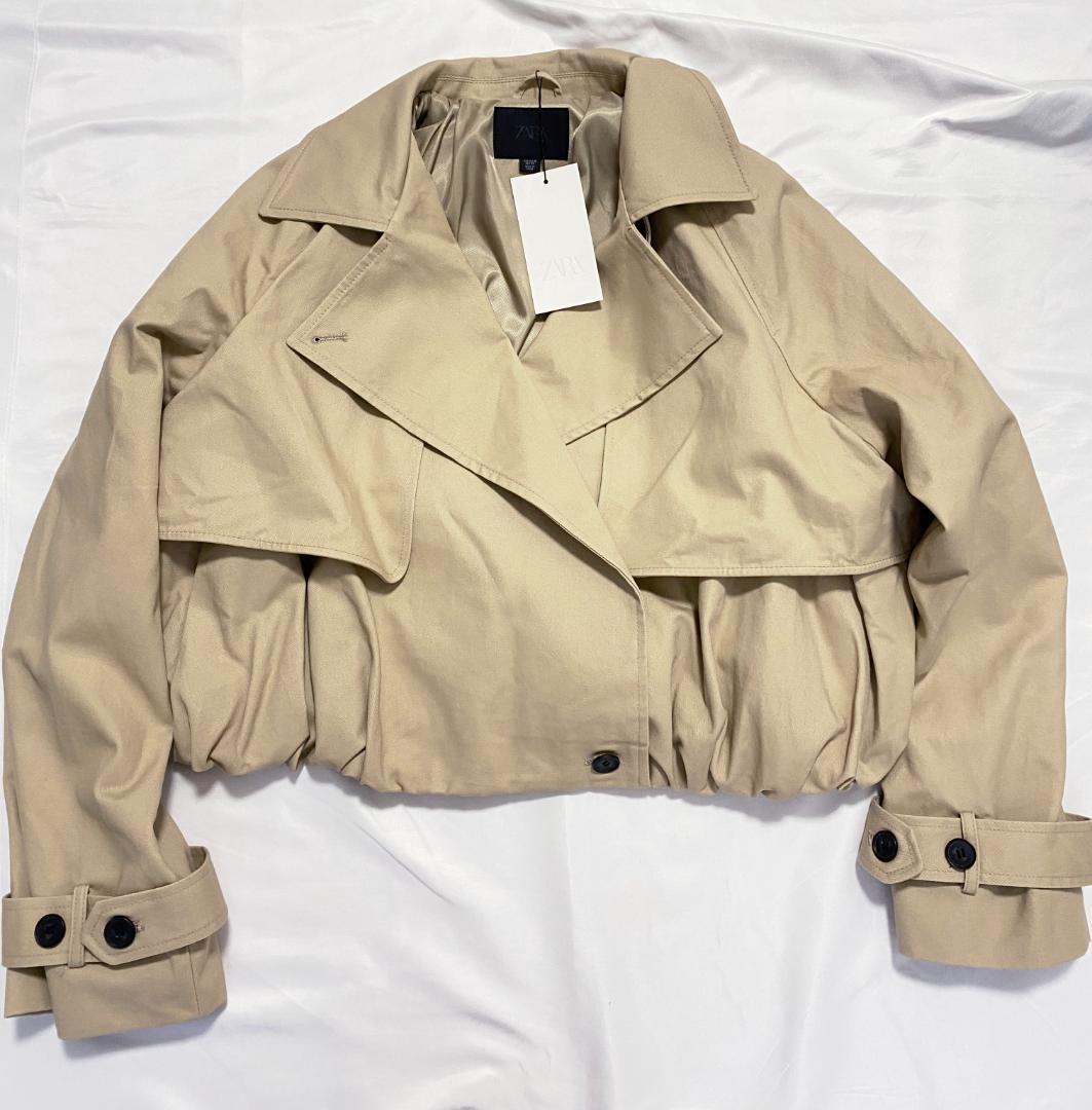 Coo【新品】 ZARA ショートバルーントレンチコート コムギ色 M