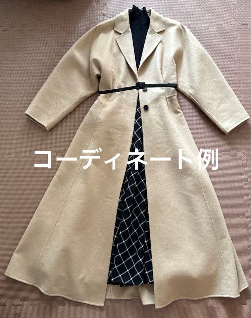 Dior ベルト付きウールロングコート キャメル34