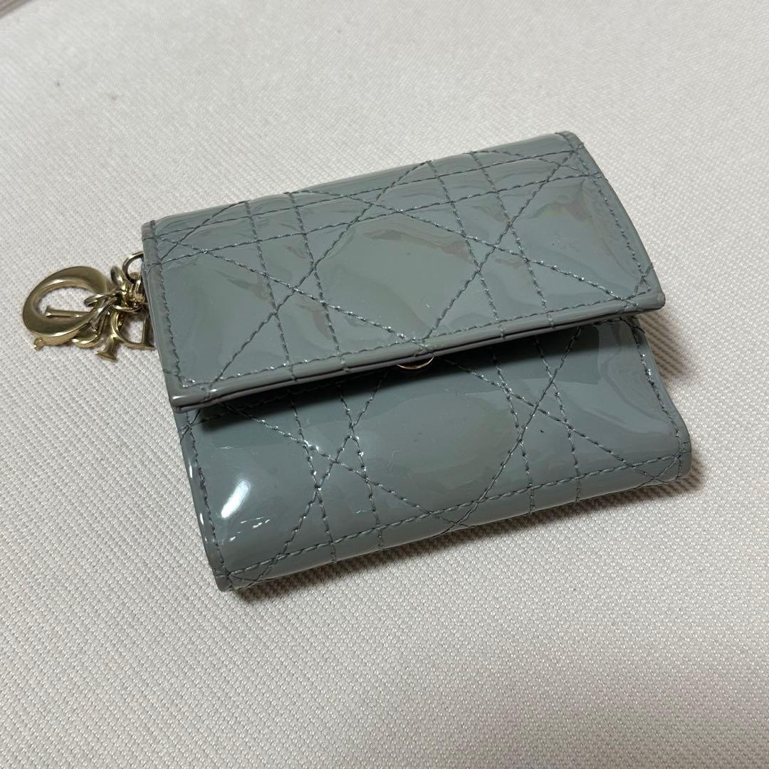 美品 Dior レディディオール パテントレザー 三つ折り財布