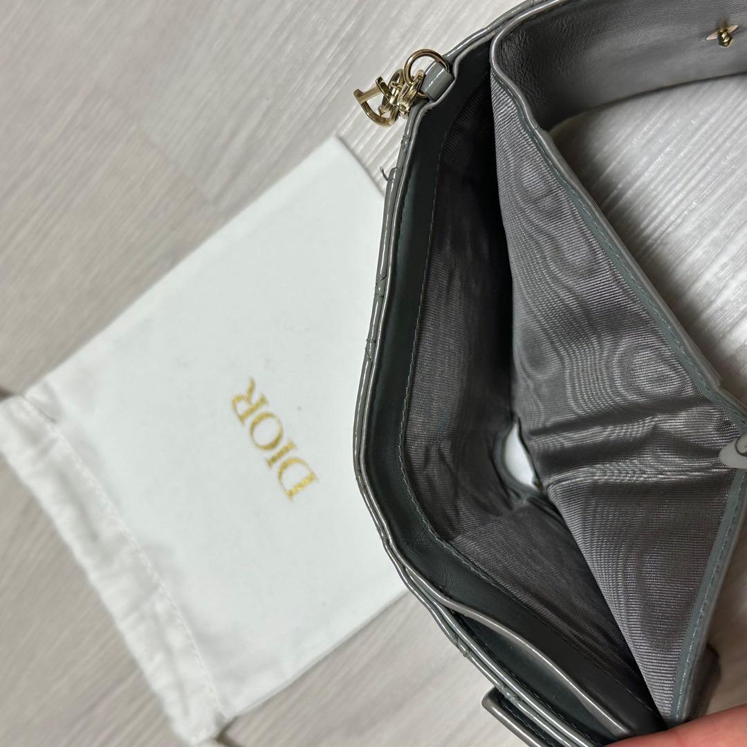 美品 Dior レディディオール パテントレザー 三つ折り財布