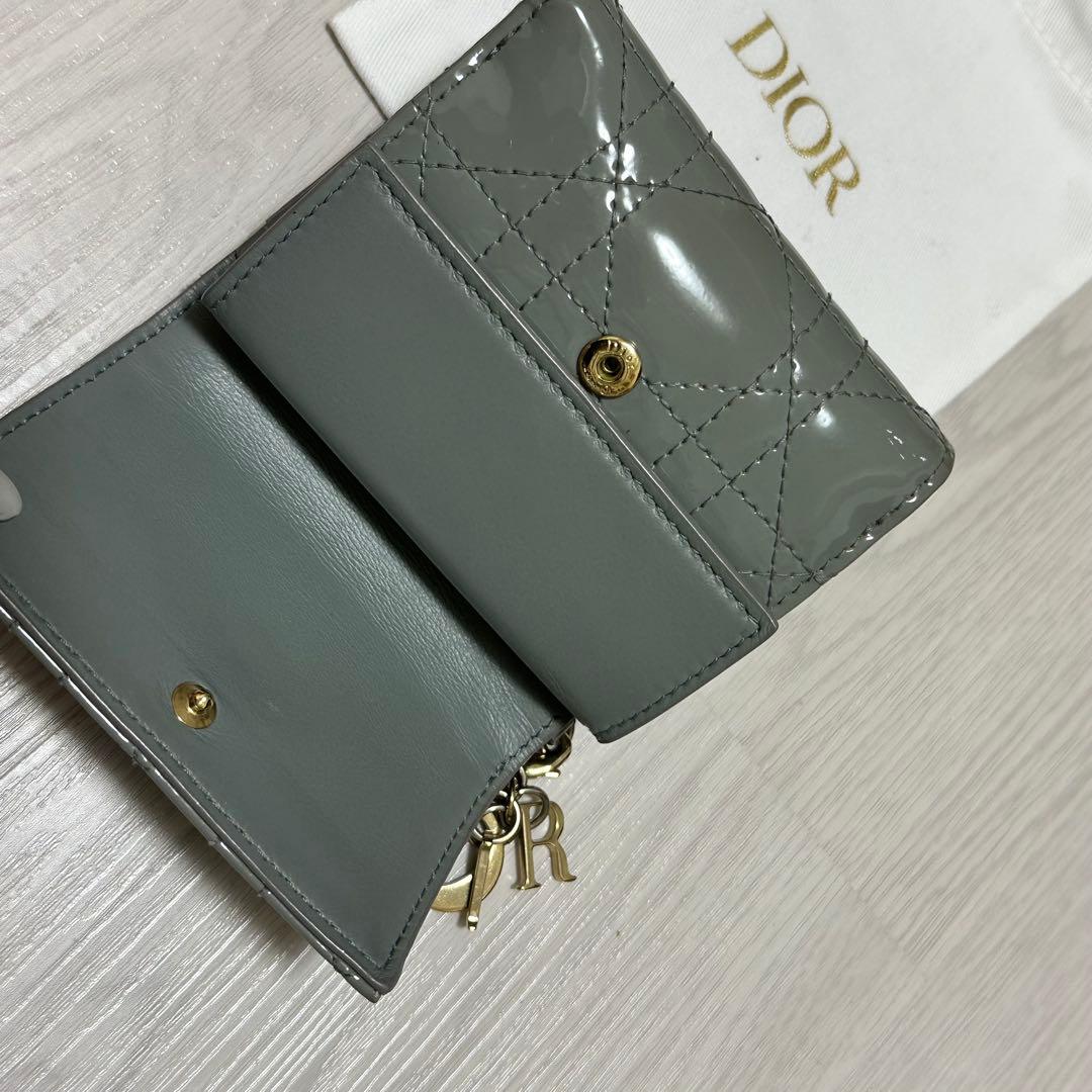 美品 Dior レディディオール パテントレザー 三つ折り財布