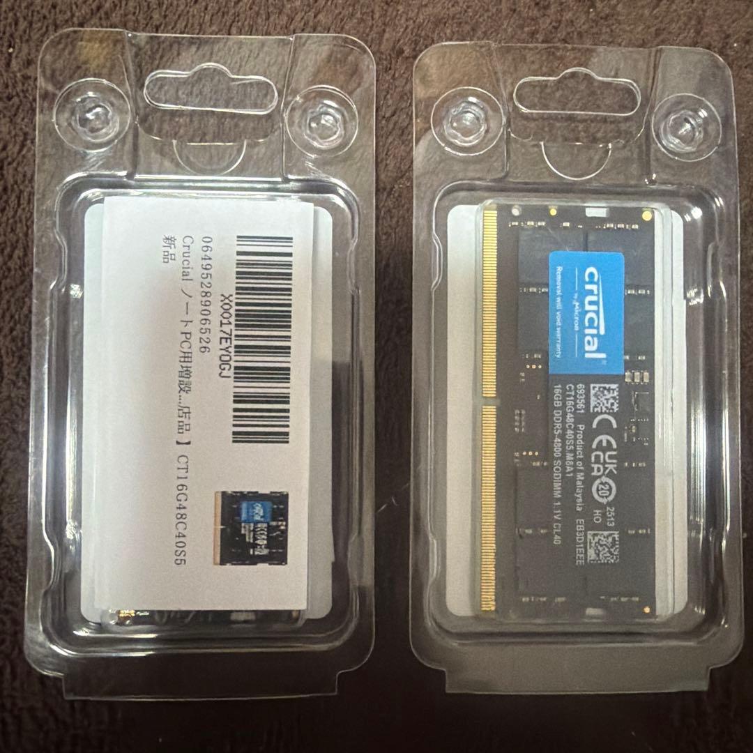 2個セットCrucial Micron 16GB DDR5-4800ノートPC
