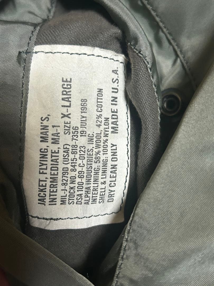 k.kaz★希少XL★1968 ALPHA INDUSTRIES MA-1
