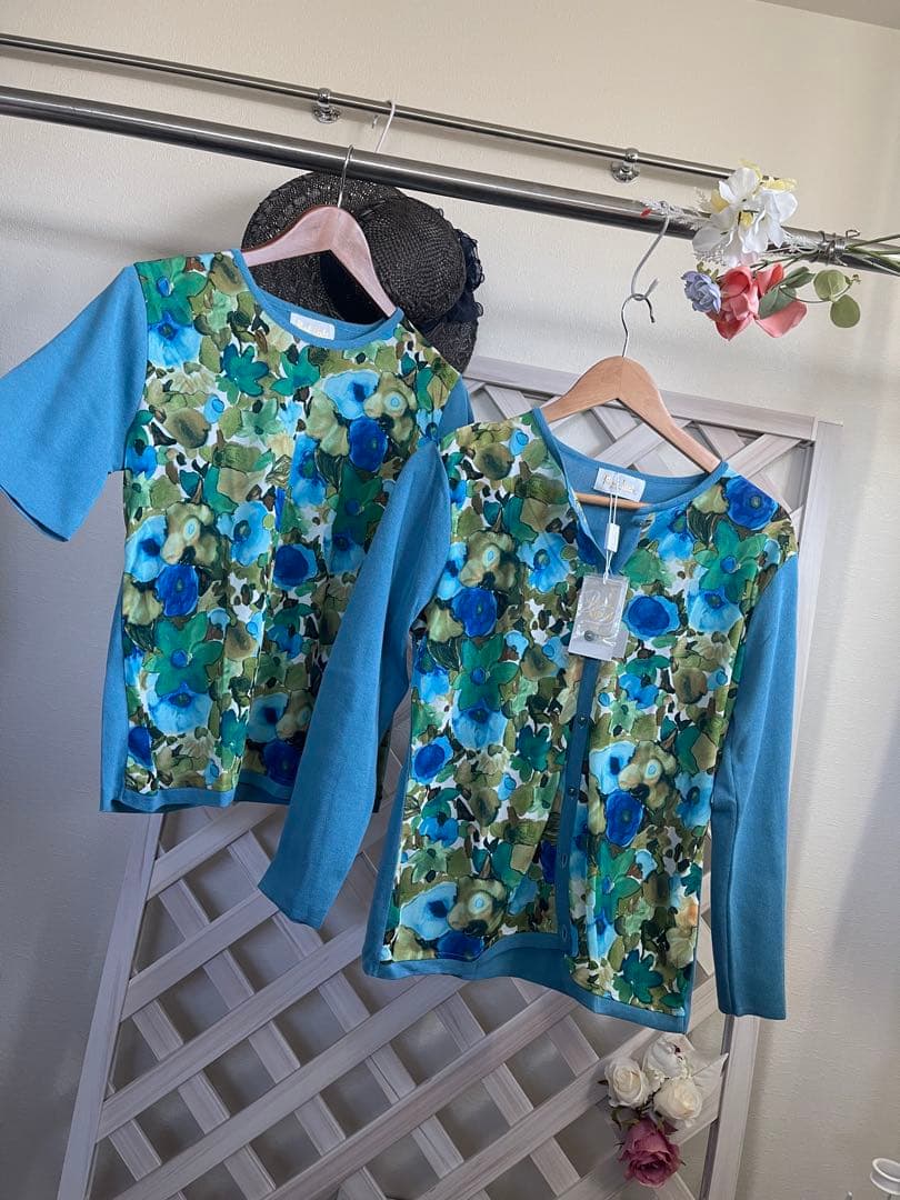 ⭐︎銀座　花菱　３万円⭐︎アンサンブル　 花柄長袖カーディガン 日本製