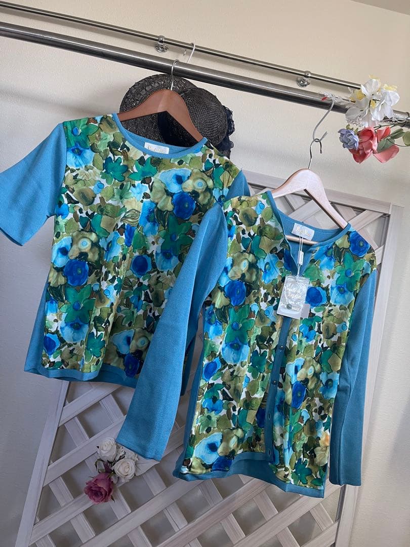 ⭐︎銀座　花菱　３万円⭐︎アンサンブル　 花柄長袖カーディガン 日本製