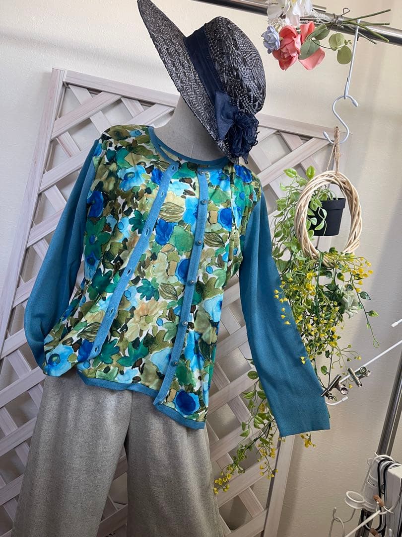 ⭐︎銀座　花菱　３万円⭐︎アンサンブル　 花柄長袖カーディガン 日本製