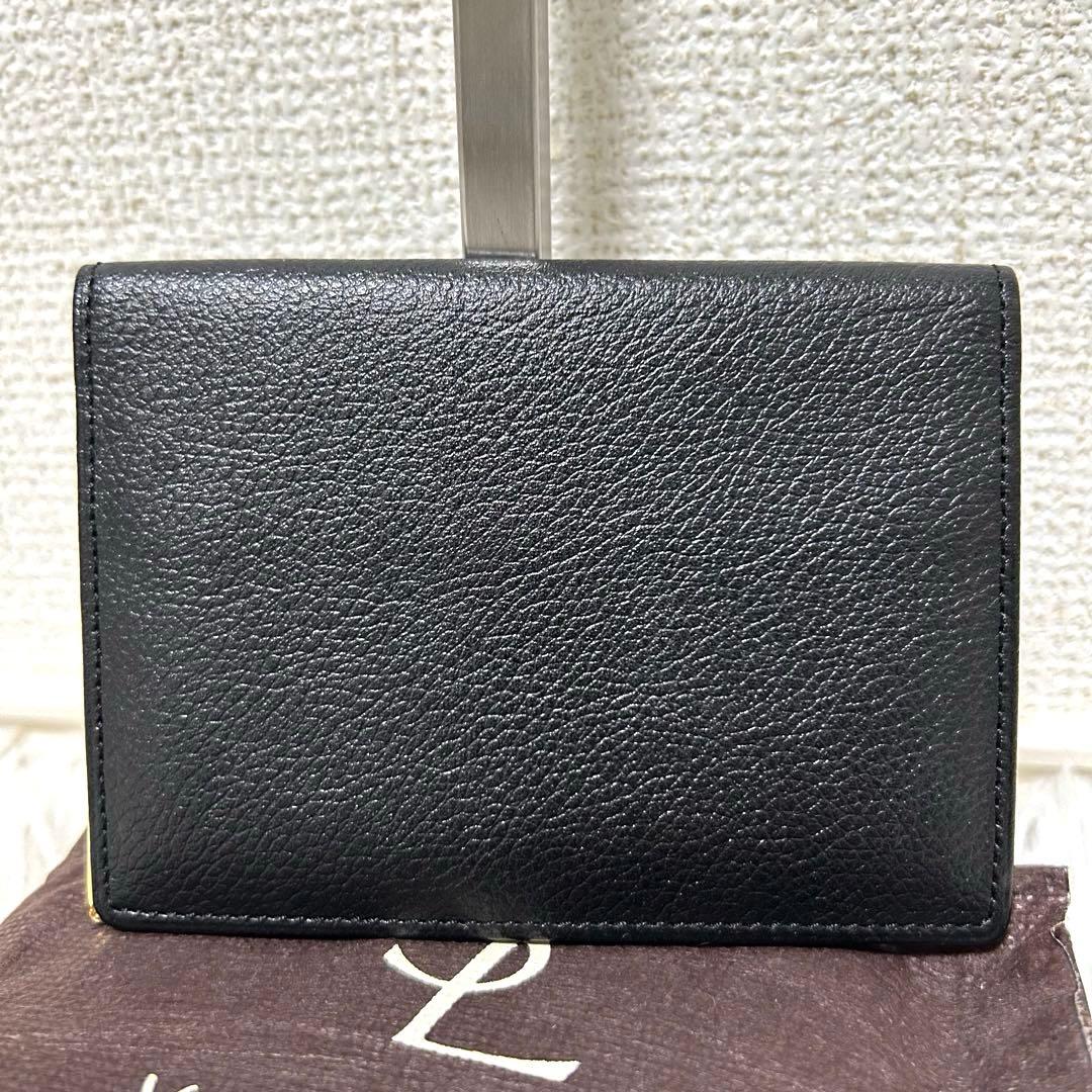 【新品未使用✨ロゴ刻印/人気】イヴ・サンローラン　名刺入れ　ブラック　レザー　稀