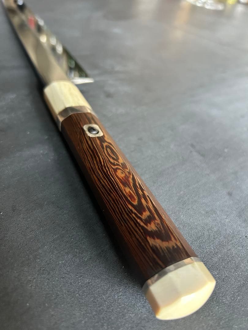 源昭忠 本焼き （柳刃）包丁 尺（300mm）鉄刀木・天然素材口金•銀巻 鞘付