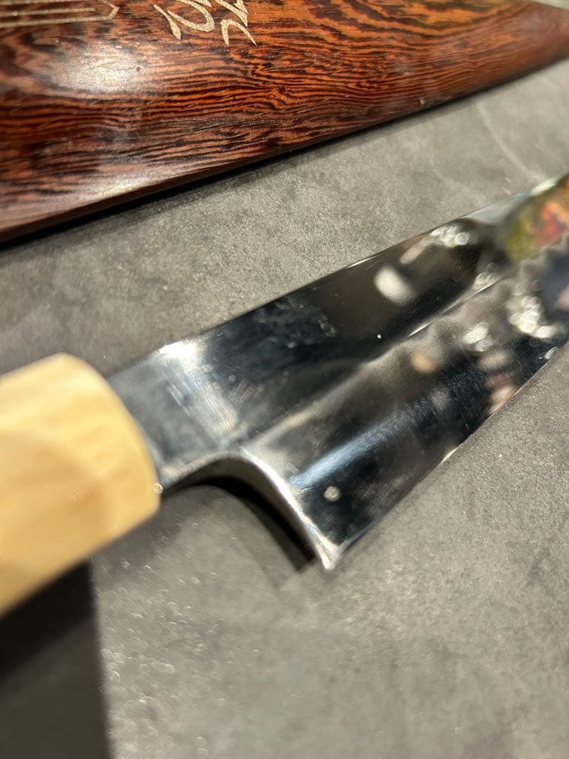 源昭忠 本焼き （柳刃）包丁 尺（300mm）鉄刀木・天然素材口金•銀巻 鞘付