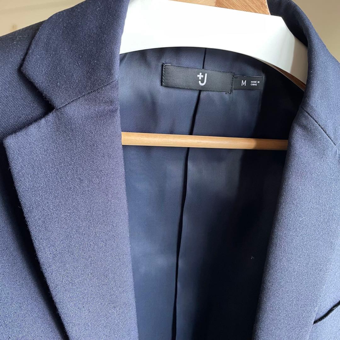 【美品・セットアップ】UNIQLO +J ウールジャケット スラックス　ネイビー