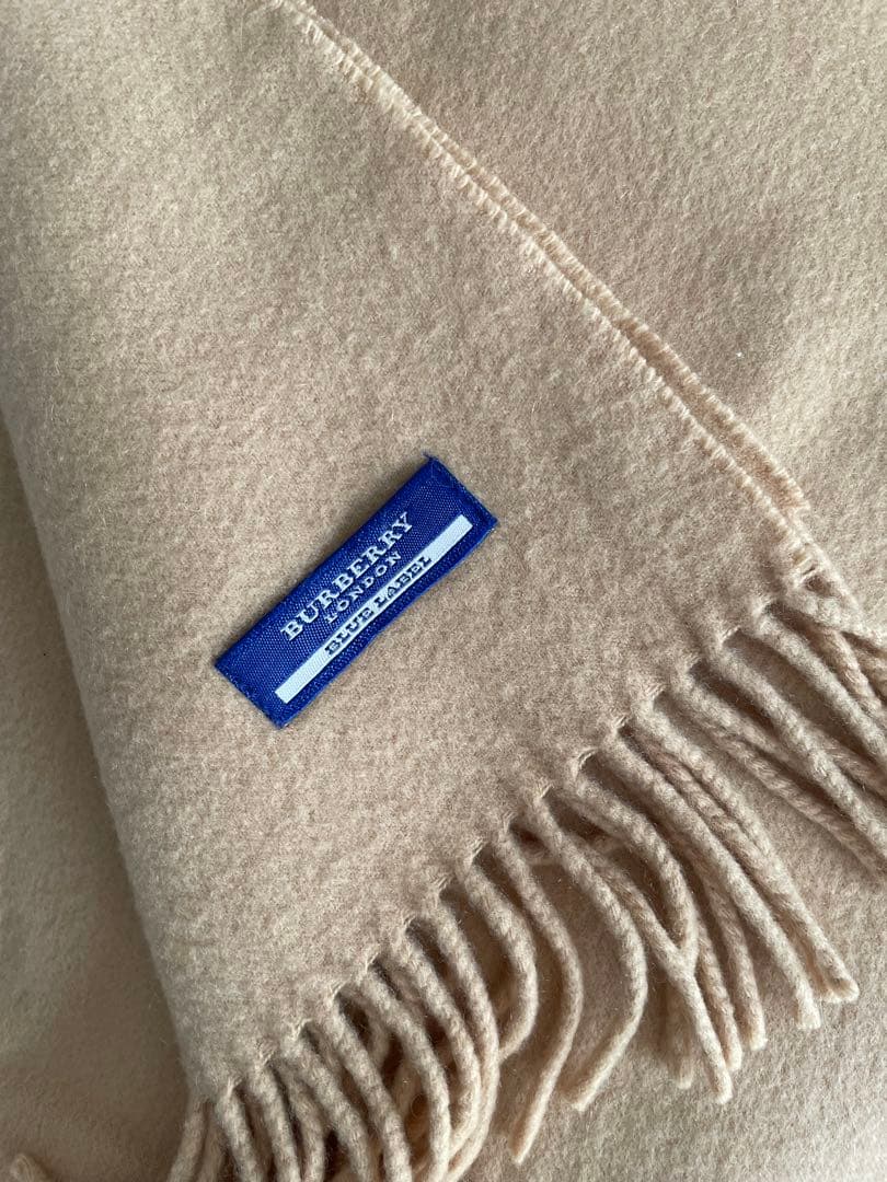 d*9様 美品 バーバリー マフラー ロゴ刺繍 ベージュ 無地 (中古)