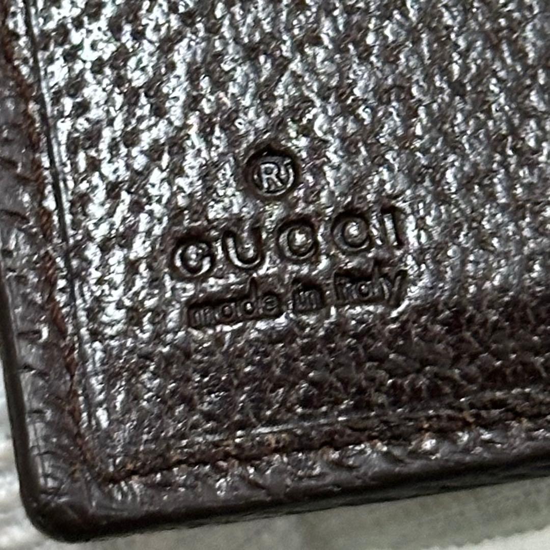 GUCCI グッチ　折り財布　キャンバス　メタルロゴ　ブラウン　GG
