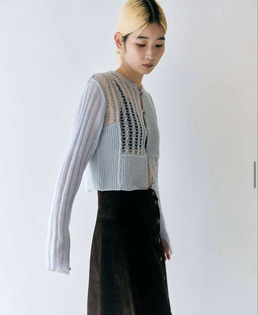 tyn.TGOR トゴール　グリッターモヘアカーディガン　ブルー