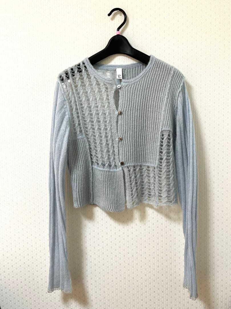tyn.TGOR トゴール　グリッターモヘアカーディガン　ブルー