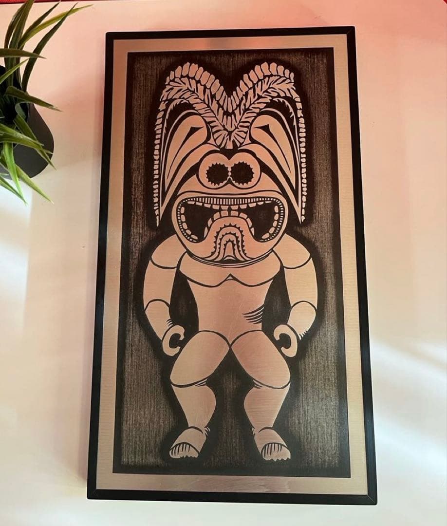 TIKI ハワイ　壁掛け　飾り板　ヴィンテージ　大英博物館　ミッドセンチュリー