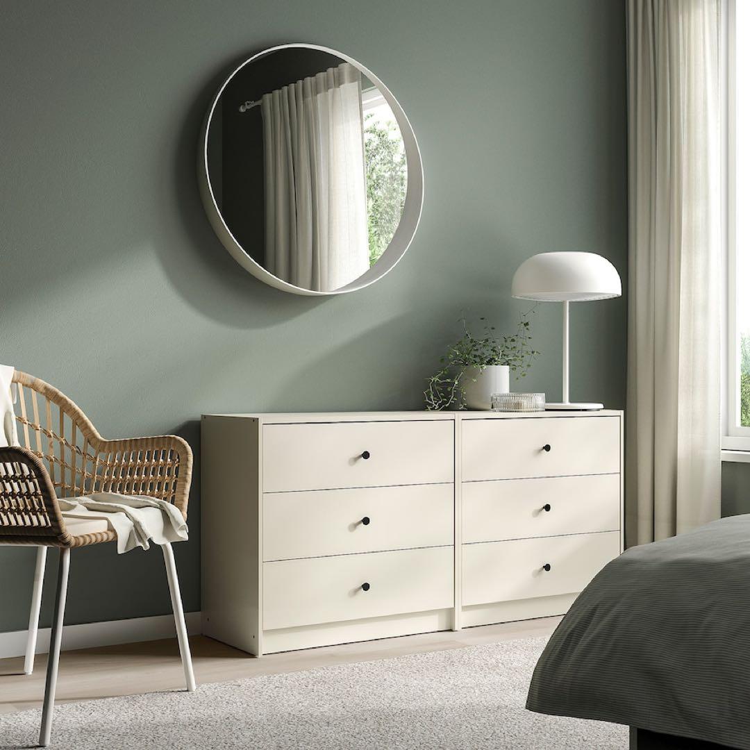 【新品未開封】IKEA クリーム色 木製 3段チェスト