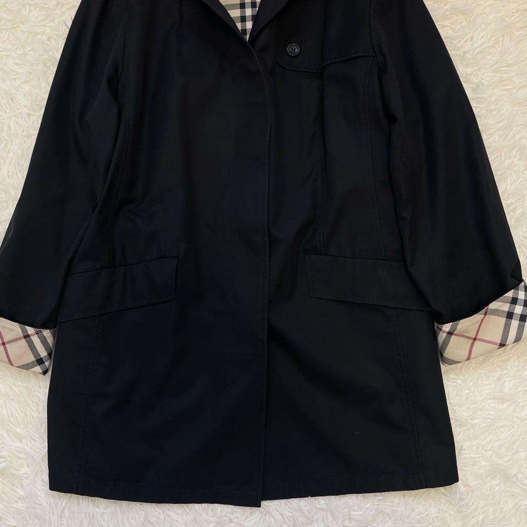 美品✨️バーバリー ステンカラーコート ノバチェック ブラック 15BR