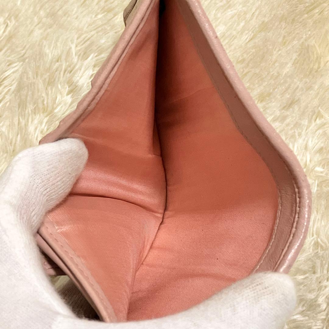 【美品】MIU MIU マテラッセ ビジュー 折り財布 クリスタル ピンク