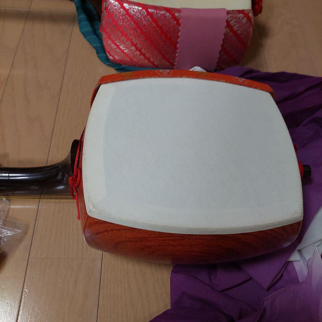 し*か様 三味線 本体 木製 3弦 白赤２本セットジャンク