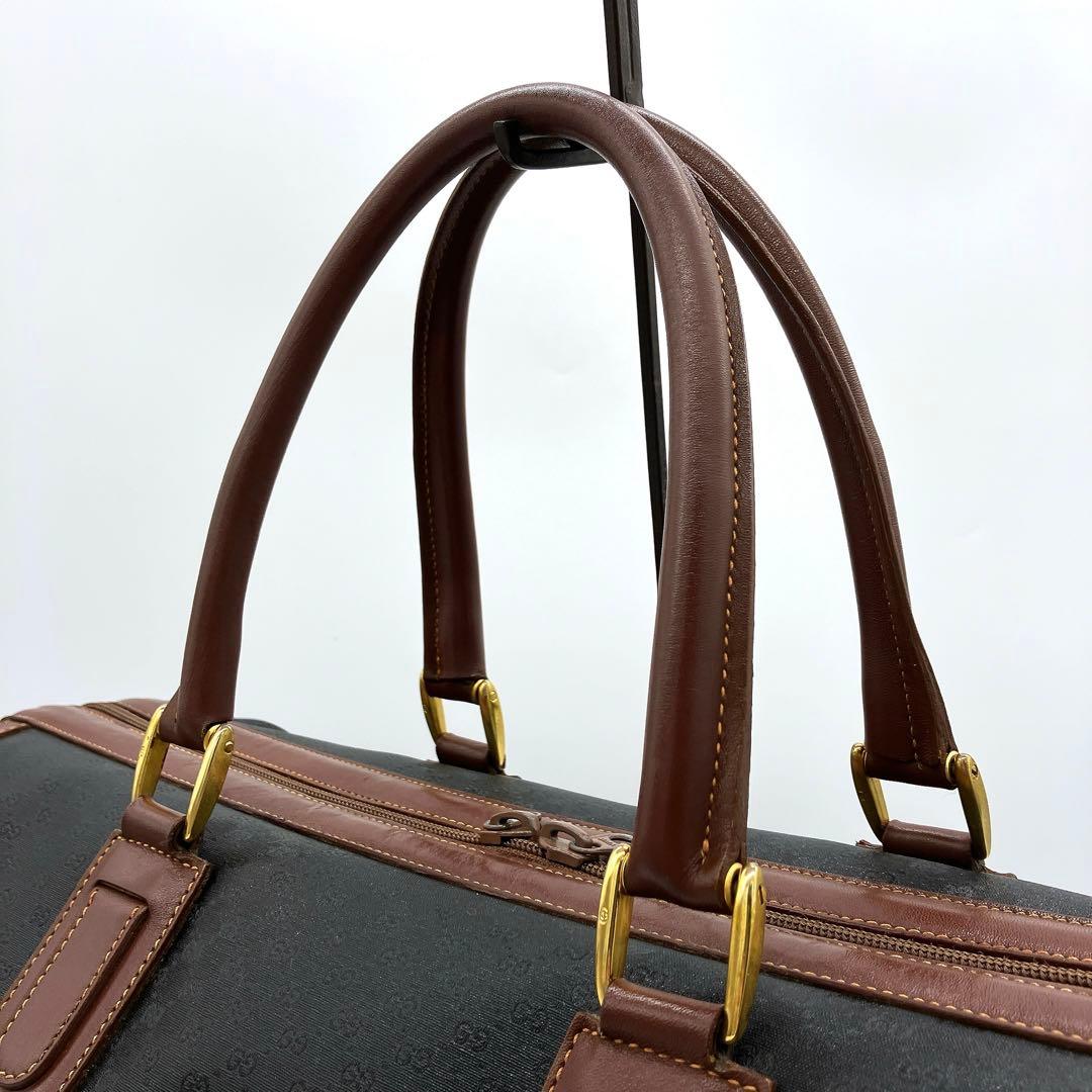 【GUCCI】ボストンバッグ　旅行鞄　マイクロGG PVC ブラック.