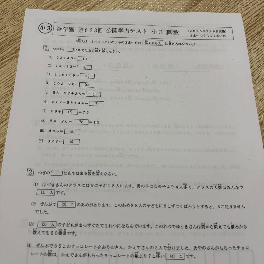 2025年　公開学力テスト　最高レベル特訓算数　国語　算数　理科　社会　即発送