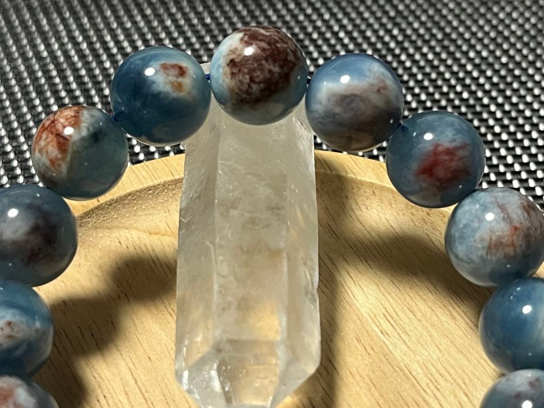 希少！母岩付きアクアマリンのブレスレット 天然石 約13mm