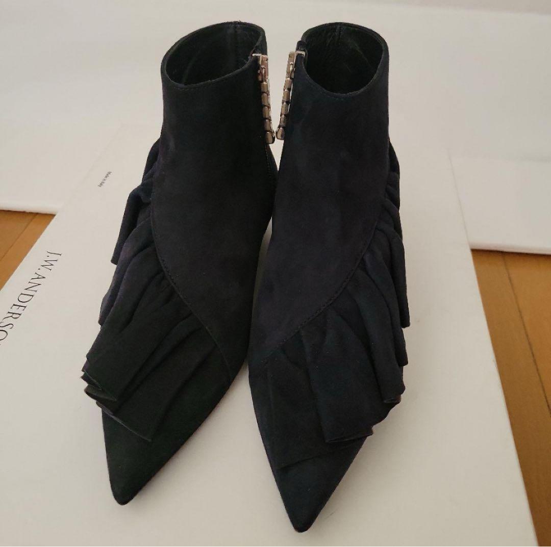 美品J.W. ANDERSON 黒23cm ファスナー　フリルブーティ