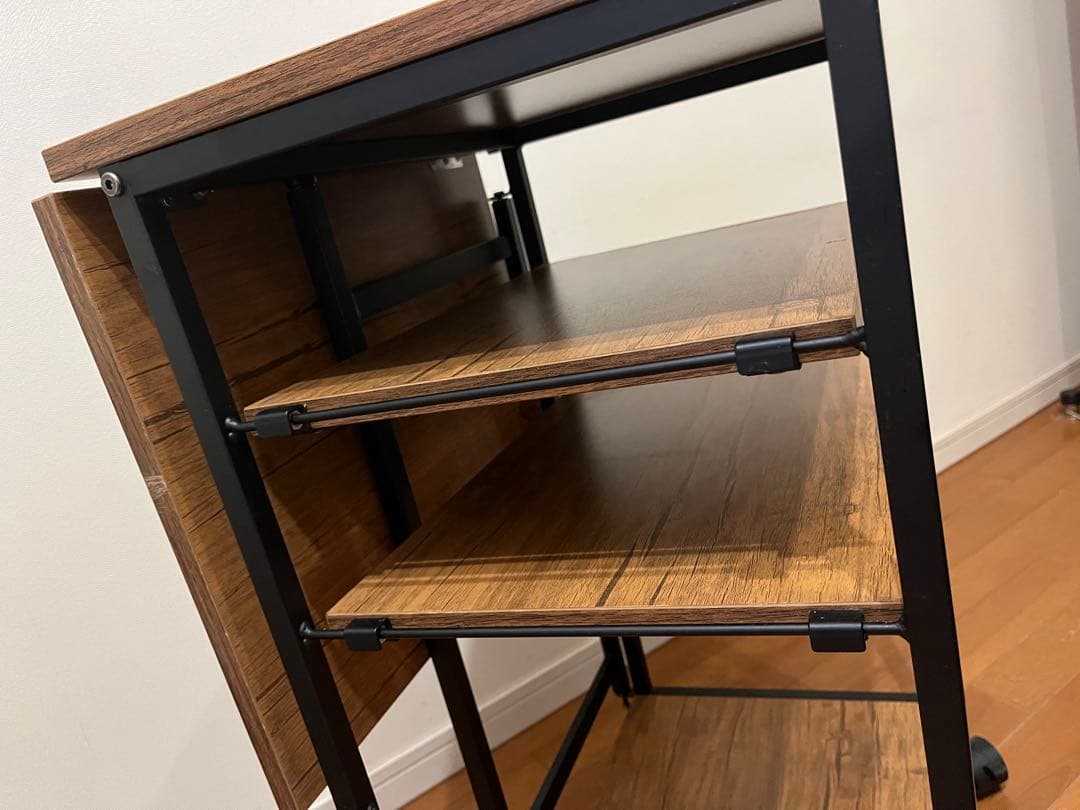 中古バタフライキッチンワゴンキャスター付き3段可動式