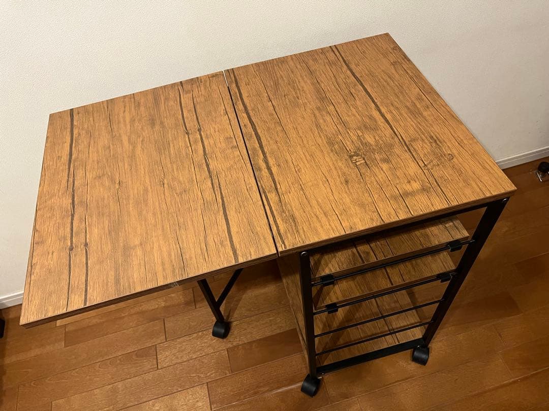 中古バタフライキッチンワゴンキャスター付き3段可動式