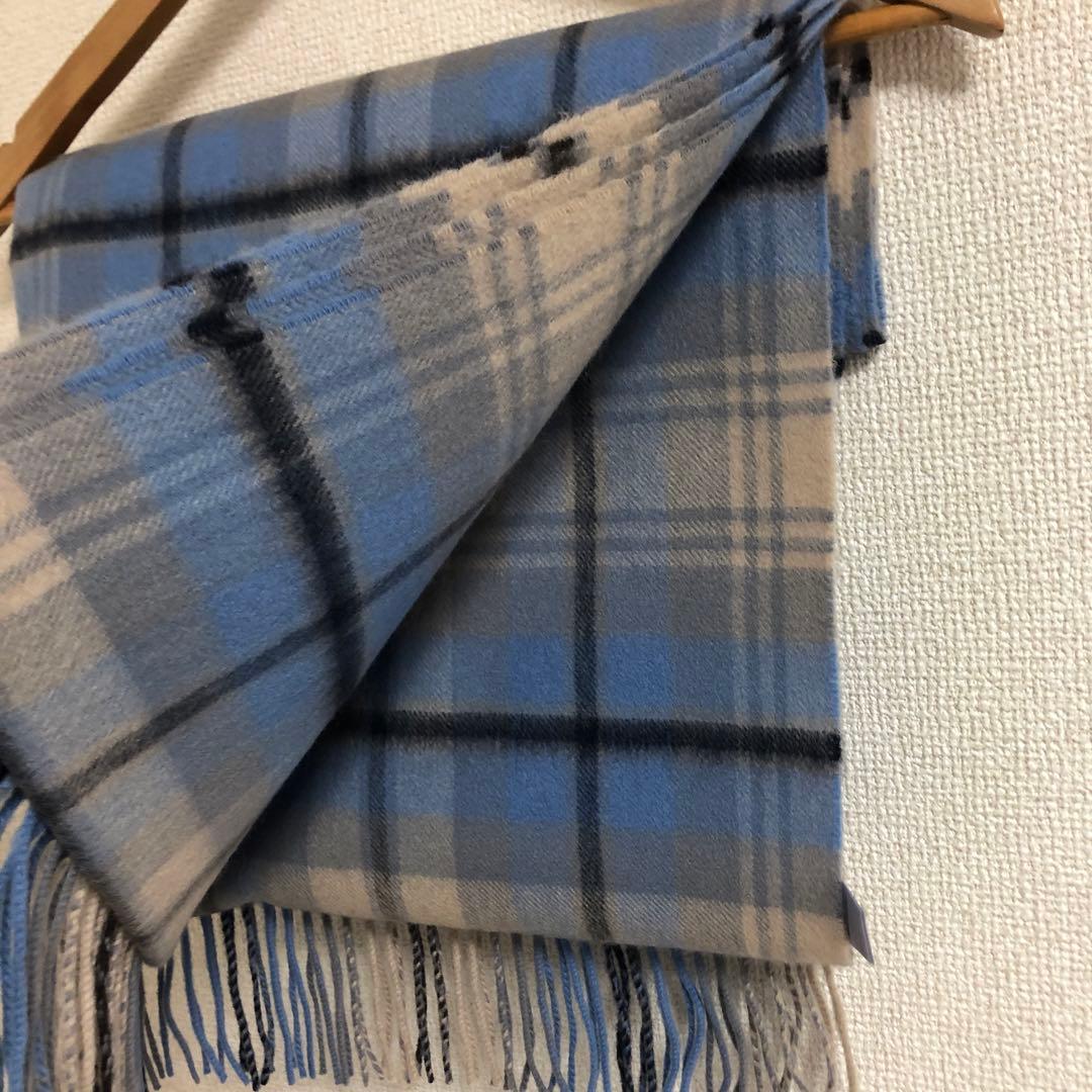 ジョンストンズ 大判　カシミヤ　ストール　ブルー　限定