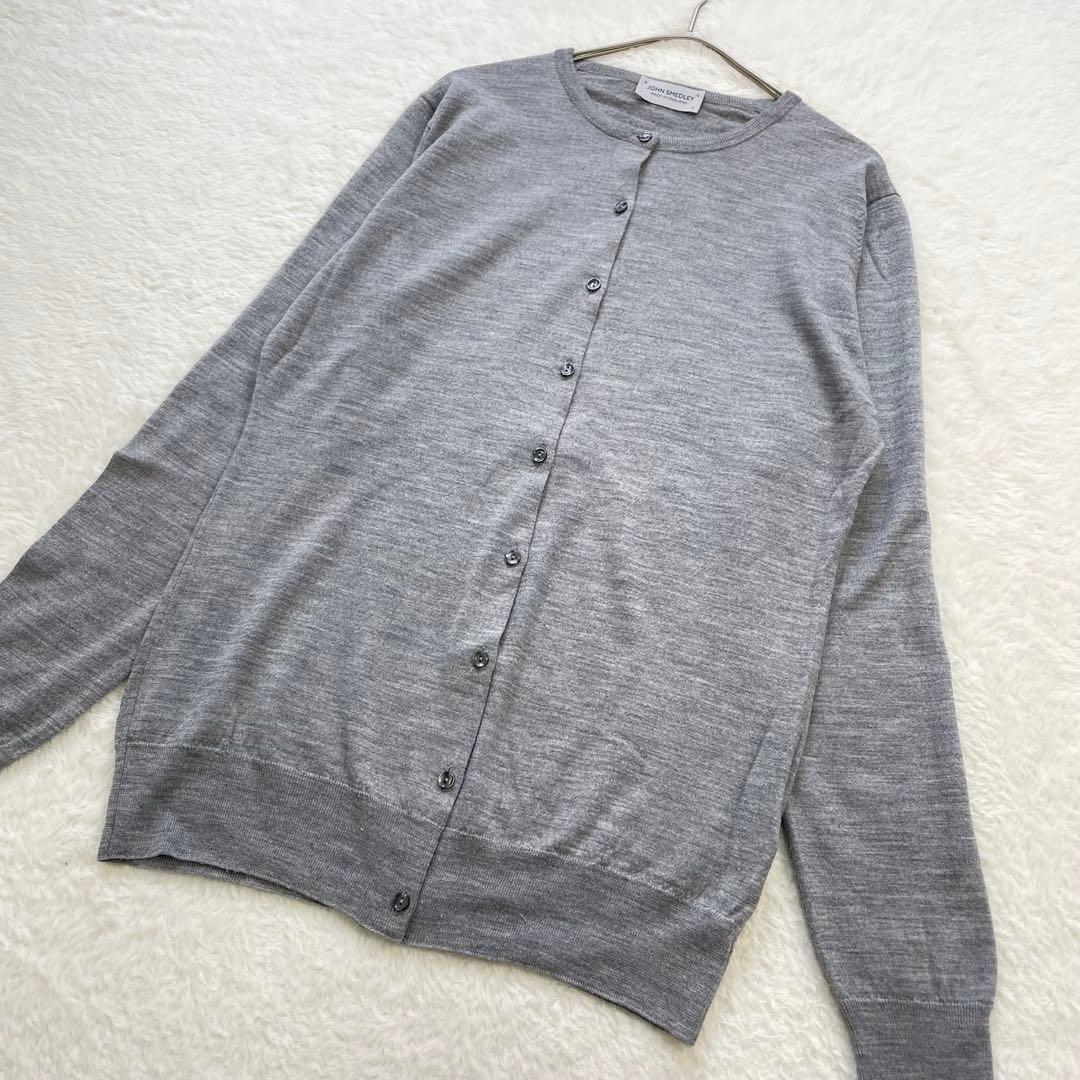 JOHN SMEDLEY クルーカーディガン メリノウール 現行 グレー L
