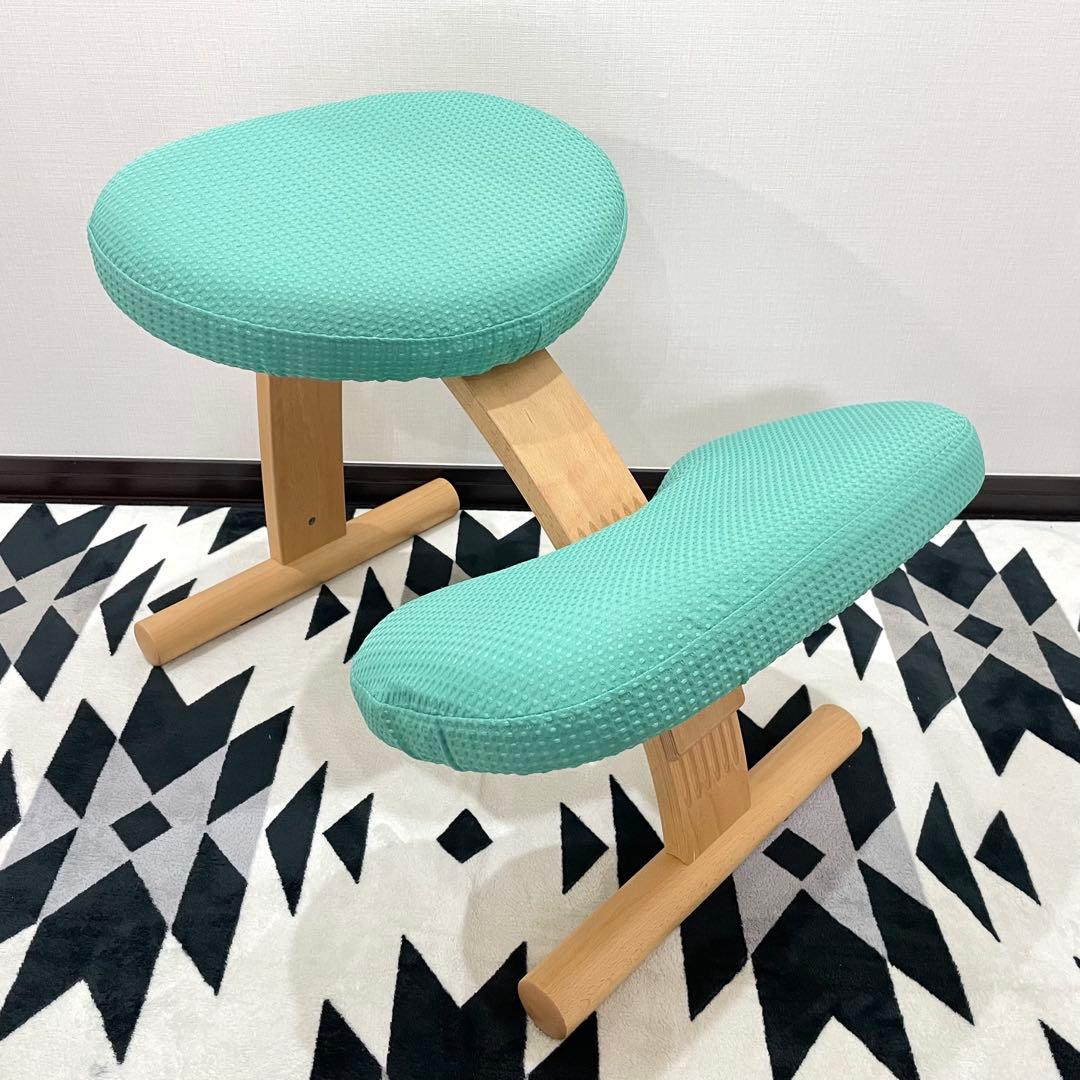 バランスラボ バランスチェア バランスイージー ライトグリーン 中古品 緑カバー