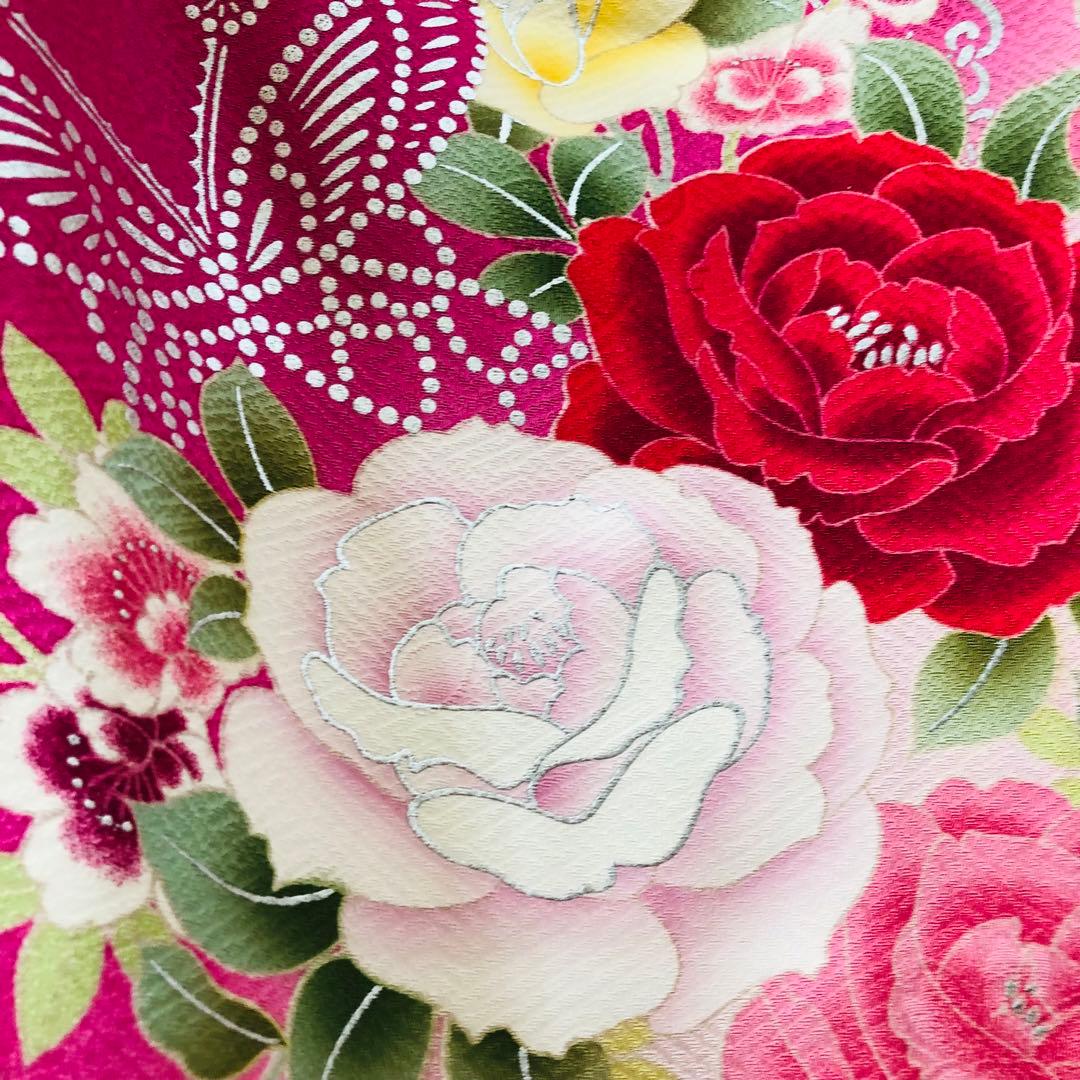 美品‼️振袖正絹フルセット‼️豪華絢爛lovelyピンク薔薇銀糸刺繍銀彩⭐︎上質な逸品