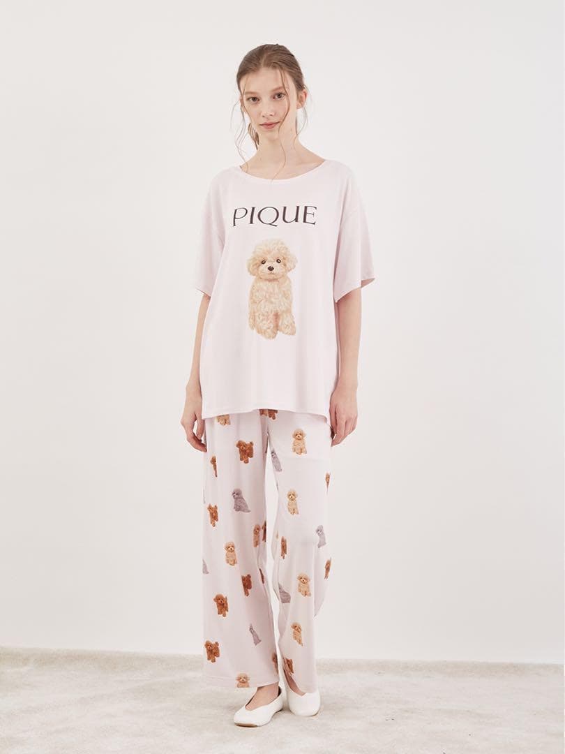 新品未開封 ジェラートピケ トイプードル Tシャツ&ロングパンツ ピンク