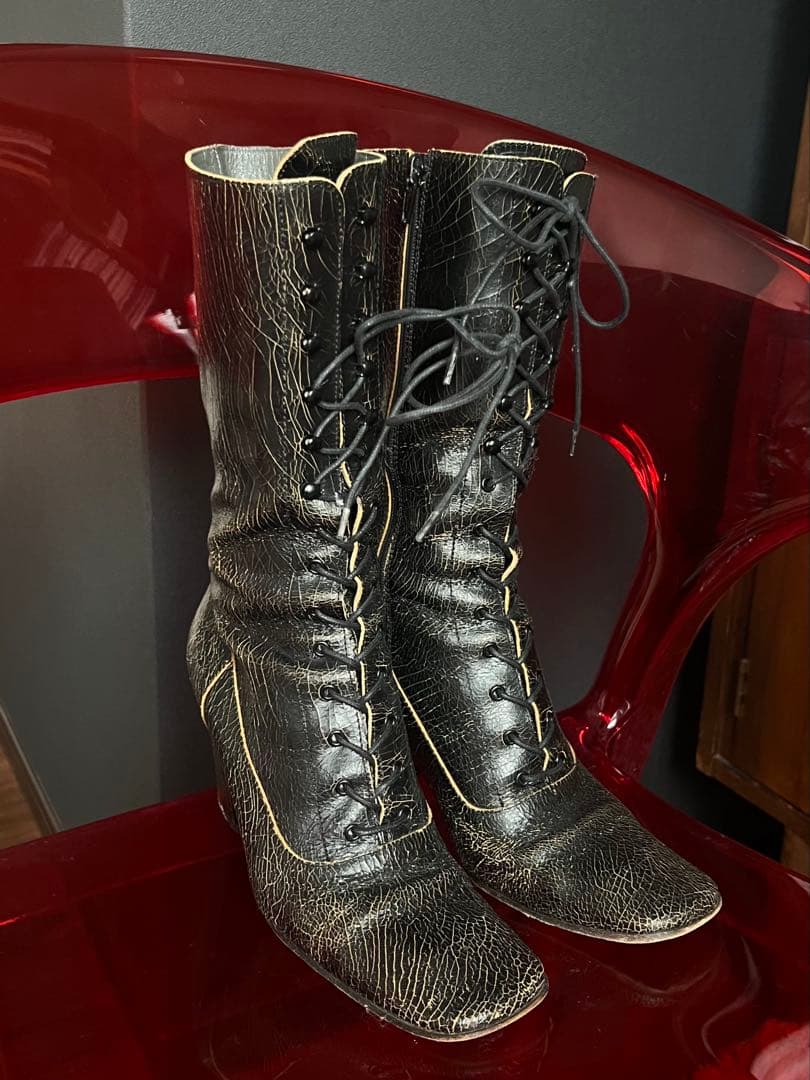 靴 2001aw cracked leather boots