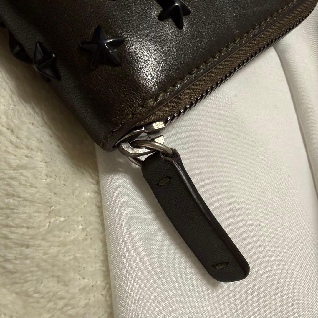 ★美品★JIMMY CHOO ★ 二つ折り財布 オリーブ ブラック ファスナー