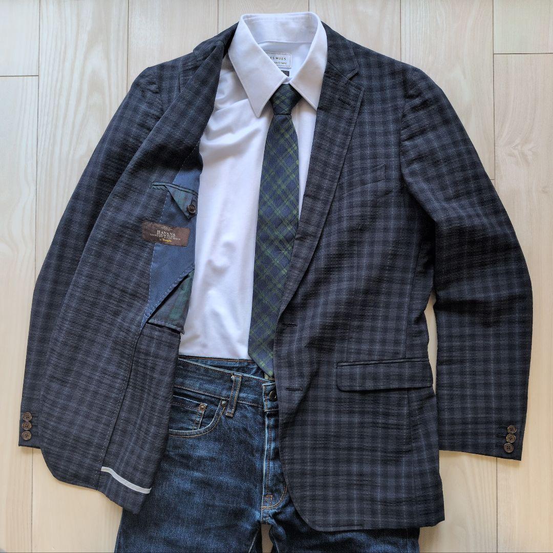 【極美品】スーツセレクト　シアサッカー　HAVANA　テーラードジャケット XL