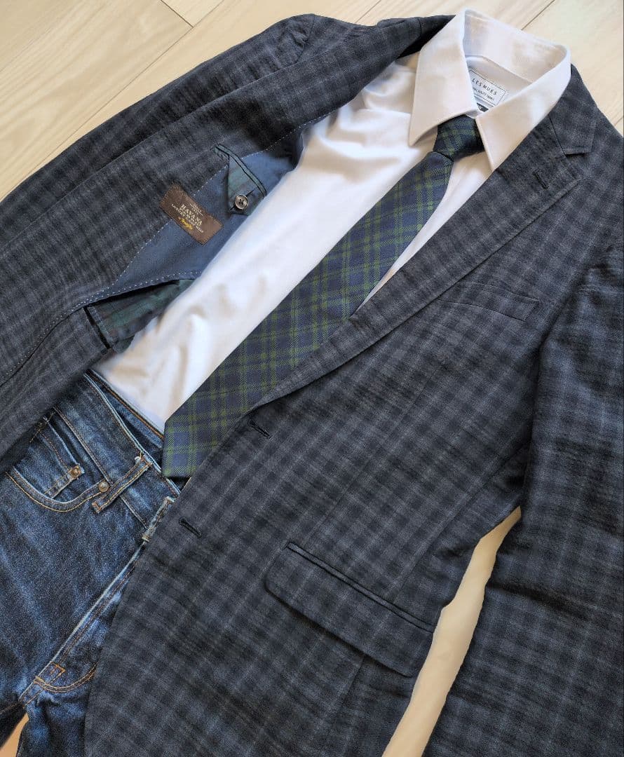 【極美品】スーツセレクト　シアサッカー　HAVANA　テーラードジャケット XL