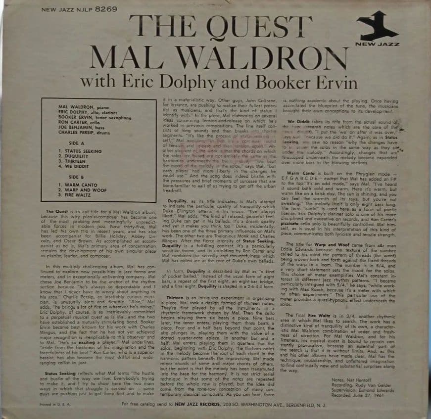 洋楽 Mal Waldron The Quest
