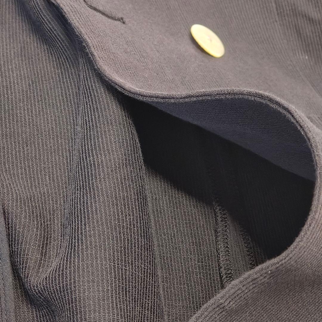 美品 アルアバイル リネン混 コットン ピケダブルジャケット 黒 シェル風ボタン