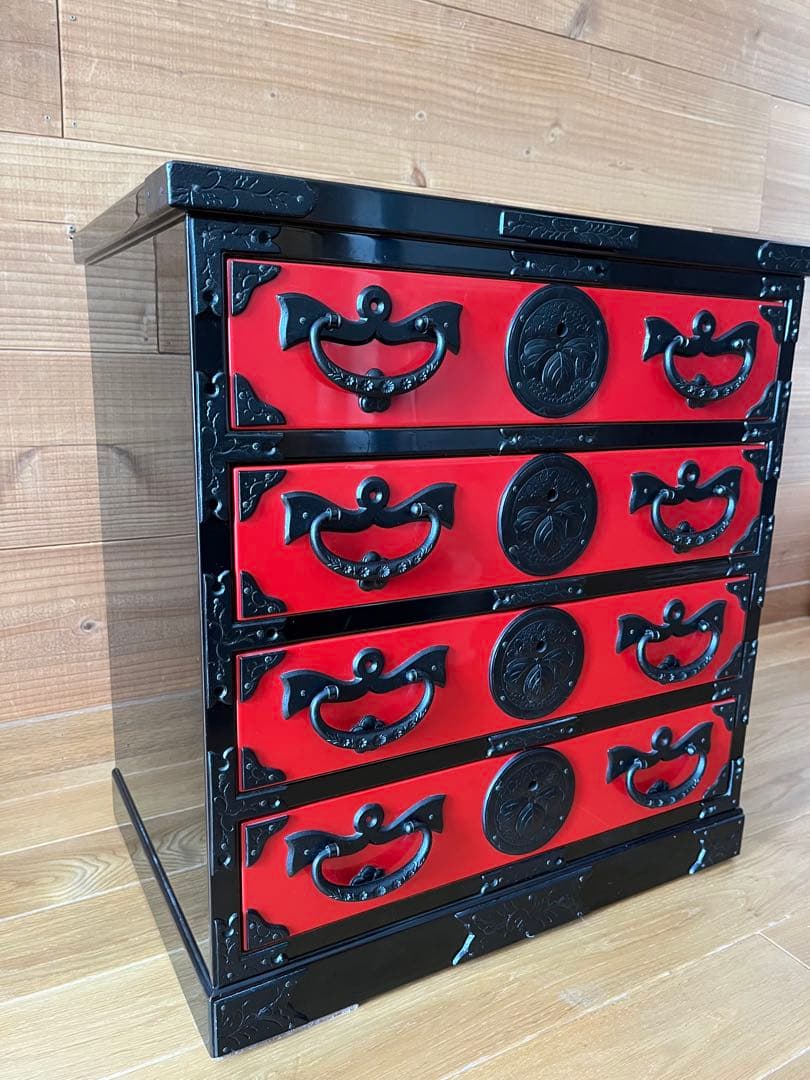 岩谷堂箪笥　姫箪笥　 赤黒呂塗 小物入れ　南部鉄金具 整理タンス　鏡面仕上げ