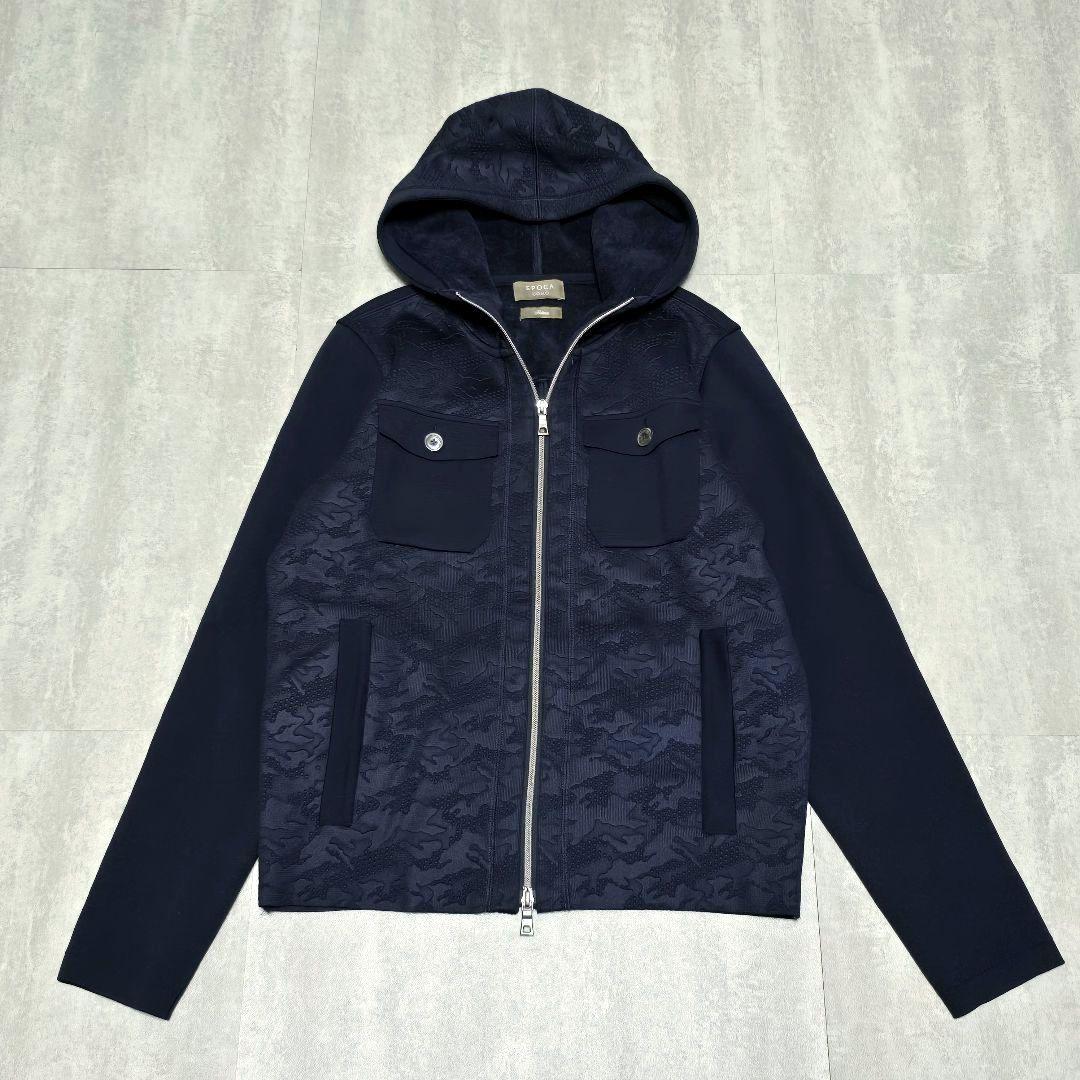 【日本製】EPOCA UOMO カモ柄ブルゾン 46 フーディ ダブルジップ