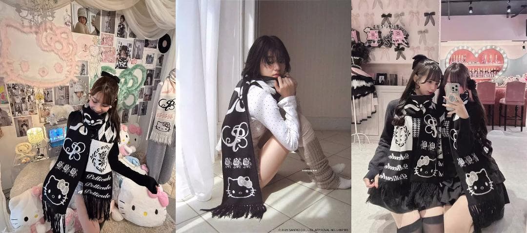 新品 PELLICULE HELLOKITTY hug knit muffler