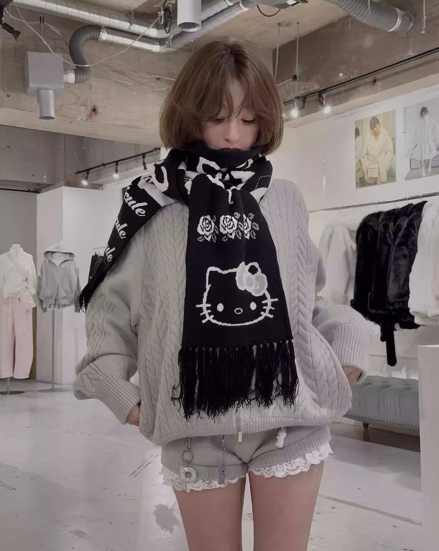 新品 PELLICULE HELLOKITTY hug knit muffler