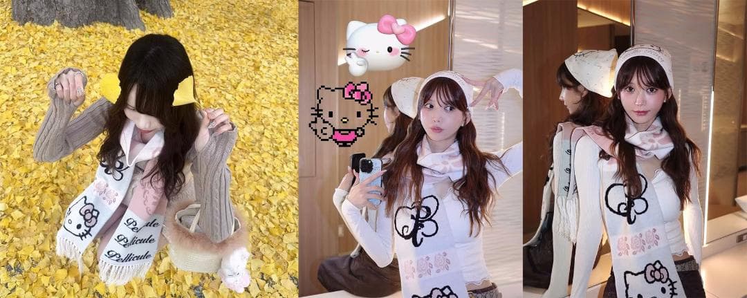 新品 PELLICULE HELLOKITTY hug knit muffler