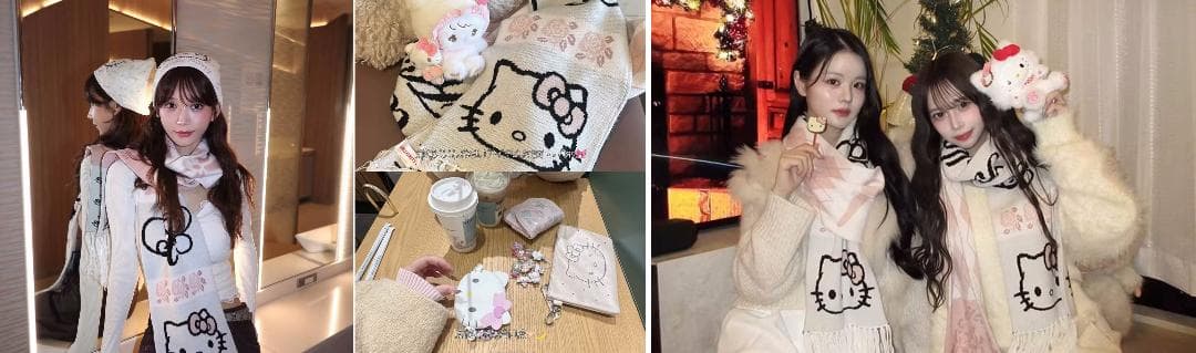 新品 PELLICULE HELLOKITTY hug knit muffler