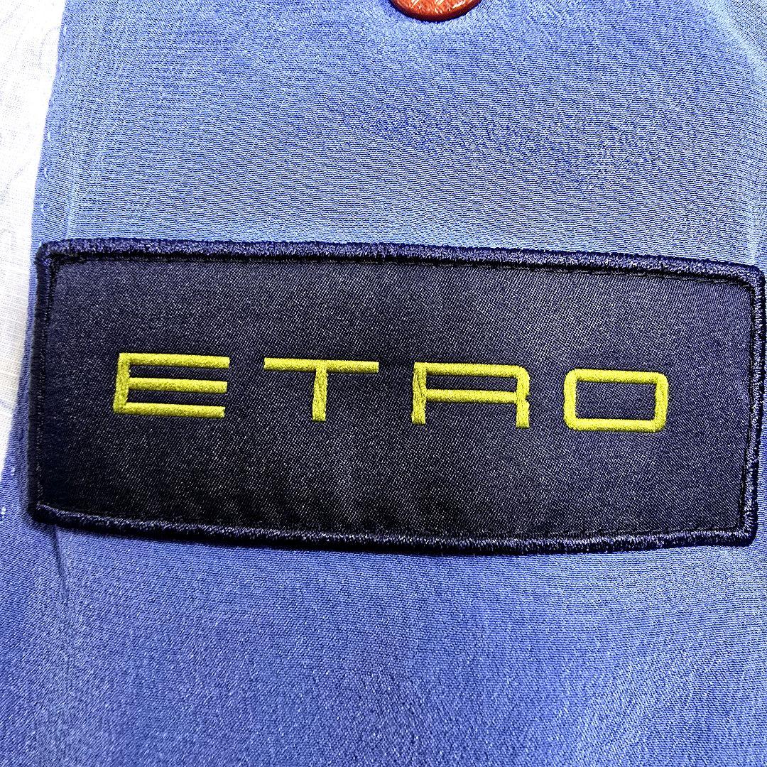 希少XL ETRO エトロ テーラードジャケット ブレザー 総柄 花柄 水色