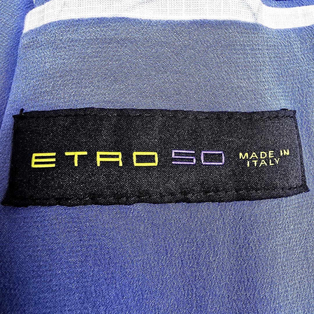 希少XL ETRO エトロ テーラードジャケット ブレザー 総柄 花柄 水色