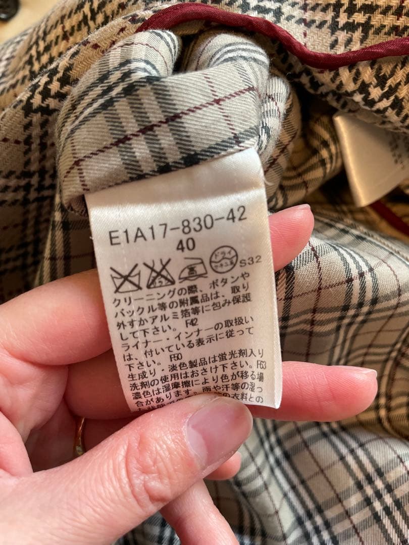 バーバリーブルーレーベル トレンチコート ノバチェック ウールライナー付